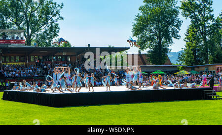 Eröffnungsfeier der World Gymnaestrada 2019 in Dornbirn, Österreich Birkenwiesestadion Stockfoto