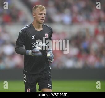 Middlesbrough, UK. 28. Juli 2019. Aynsley Birnen in Aktion für Middlesbrough während der Vorsaison Freundschaftsspiel zwischen Middlesbrough und als Saint-ƒtienne im Riverside Stadium, Middlesbrough am Sonntag, den 28. Juli 2019. (Bild: Tom Collins | MI Nachrichten) Credit: MI Nachrichten & Sport/Alamy leben Nachrichten Stockfoto