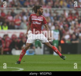 Middlesbrough, UK. 28. Juli 2019. Ryan Shotton in Aktion für Middlesbrough während der Vorsaison Freundschaftsspiel zwischen Middlesbrough und als Saint-ƒtienne im Riverside Stadium, Middlesbrough am Sonntag, den 28. Juli 2019. (Bild: Tom Collins | MI Nachrichten) Credit: MI Nachrichten & Sport/Alamy leben Nachrichten Stockfoto