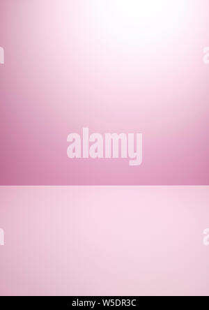 Pink Studio Hintergrund für Product Placement oder als Design Template mit Wand Winkel im Vollbild anzeigen. Horizontale Stockfoto