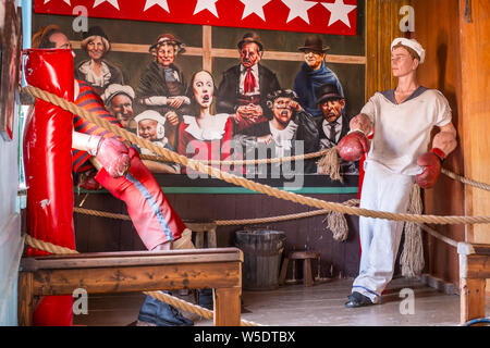 Popeye Village Malta - Juli 19., 2019. Interieur der Zimmer im Popeye Village in Malta. Auch Sweethaven Village bekannt. Es ist ein Film set Purpos Stockfoto