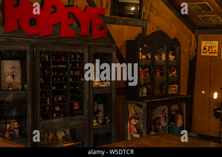 Popeye Village Malta - Juli 19., 2019. Interieur der Zimmer im Popeye Village in Malta. Auch Sweethaven Village bekannt. Es ist ein Film set Purpos Stockfoto