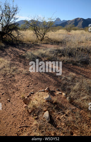 Steine, die auf Spuren gelegt wurden Schmuggler zu führen, bleiben auf nicht genutzten Routen auf dem Buenos Aires National Wildlife Refuge, westlich von SR 286 ca. 20 km Stockfoto