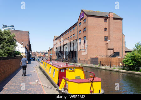 Die Worcester und Birmingham Canal, Gas Street Basin, Birmingham, West Midlands, England, Großbritannien Stockfoto