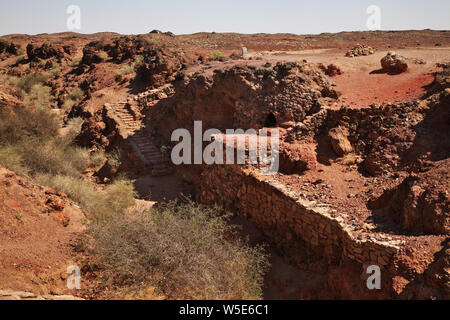 Meditation Höhlen von chamar Khiid Klosters in der Wüste Gobi in der Nähe von Sainshand. Mongolei Stockfoto
