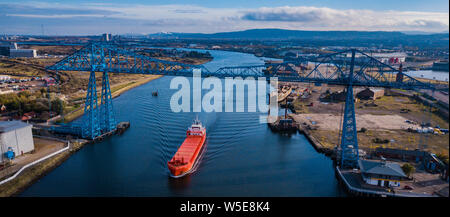 T-Stücke Transporter Bridge aus der Luft Stockfoto