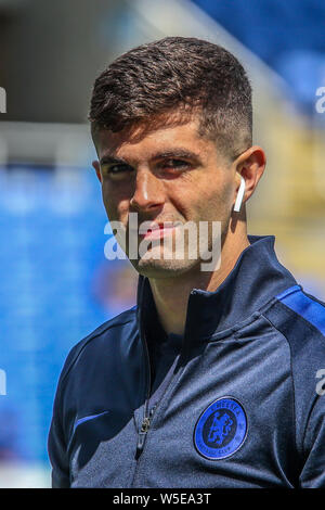 28. Juli 2019, Madejski Stadium, London, England; vor Saisonbeginn Freundlich, Lesen vs Chelsea; Christliche Pulisic von Chelsea Credit: Matt O'Connor/News Bilder, Englische Fußball-Liga Bilder unterliegen DataCo Lizenz Stockfoto