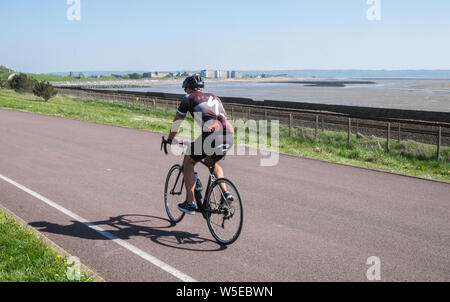 Fahrrad, Radfahren, Millennium, Küsten, Pfad, Llanelli, Carmarthenshire, West, Wales, Welsh, UK, GB, Großbritannien, Britische, Stockfoto