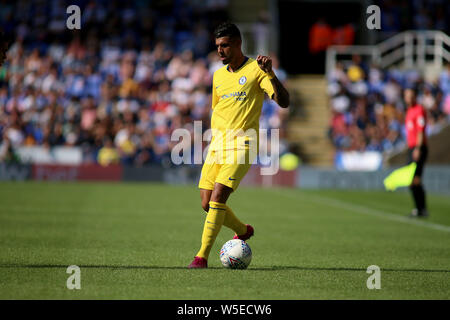 Reading, Großbritannien. 28. Juli 2019. Emerson Palmieri von Chelsea in Aktion während der Saison Fußball-Freundschaftsspiel, Lesen v Chelsea im Madejski Stadium in der Lesung am Sonntag, den 28. Juli 2019. Dieses Bild dürfen nur für redaktionelle Zwecke verwendet werden. Nur die redaktionelle Nutzung, eine Lizenz für die gewerbliche Nutzung erforderlich. Keine Verwendung in Wetten, Spiele oder einer einzelnen Verein/Liga/player Publikationen. pic von Tom Smeeth/Andrew Orchard sport Fotografie/Alamy Live news Credit: Andrew Orchard sport Fotografie/Alamy leben Nachrichten Stockfoto