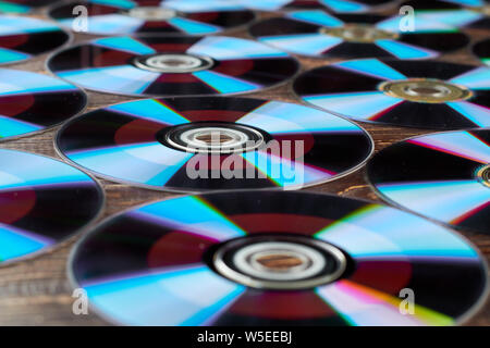 Blauer Compact Discs-Hintergrundbild. Stockfoto