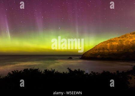 Aurora am Strand in Dunedin Stockfoto