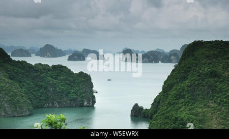 Blick auf die Halong Bucht vom Aussichtspunkt auf Ti Top Insel Stockfoto