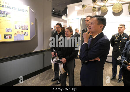 Jack Ma oder Ma Yun, Vorsitzender der Chinesischen e-commerce Riese Alibaba Group, besucht die United States Military Academy (USMA) in West Point, New York, der Stockfoto