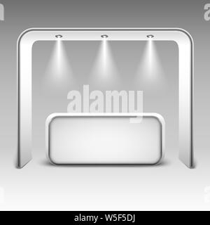 Handel Messestand mock up auf weißem Hintergrund. Weiß Kreativer Messebau. Vector Illustration. Stock Vektor