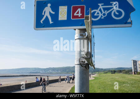 Fahrrad, Radfahren, Millennium, Küsten, Pfad, Llanelli, Carmarthenshire, West, Wales, Welsh, UK, GB, Großbritannien, Britische, Stockfoto