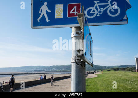 Fahrrad, Radfahren, Millennium, Küsten, Pfad, Llanelli, Carmarthenshire, West, Wales, Welsh, UK, GB, Großbritannien, Britische, Stockfoto