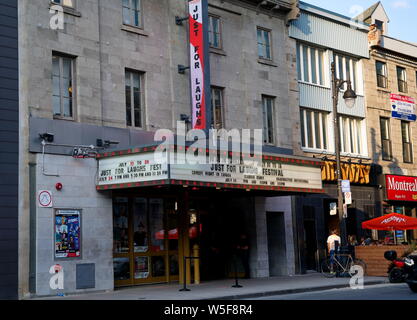 Montreal, Quebec, Kanada. Apr 2019. Events, Comedy, Künstler, und Spaß und Speisen, auf den nur Für lacht Festival. Illustrative Editorial. Stockfoto