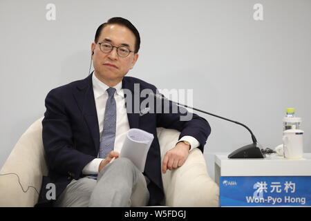 Won-Pyo Hong, Präsident und CEO von Samsung SDS, besucht die 'Data: Ein ungenutztes Bonanza' Session während des Boao Forum für Asien jährliche Konferenz 2019 Stockfoto