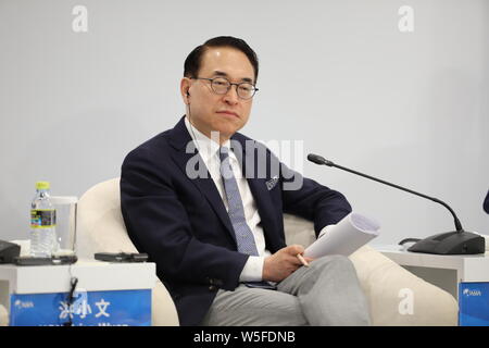 Won-Pyo Hong, Präsident und CEO von Samsung SDS, besucht die 'Data: Ein ungenutztes Bonanza' Session während des Boao Forum für Asien jährliche Konferenz 2019 Stockfoto