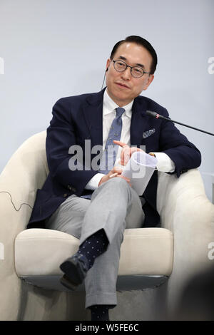 Won-Pyo Hong, Präsident und CEO von Samsung SDS, besucht die 'Data: Ein ungenutztes Bonanza' Session während des Boao Forum für Asien jährliche Konferenz 2019 Stockfoto