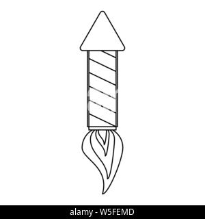 Rocket Feuerwerk Schießpulver Feuer Karikatur in Schwarz und Weiß Stock Vektor