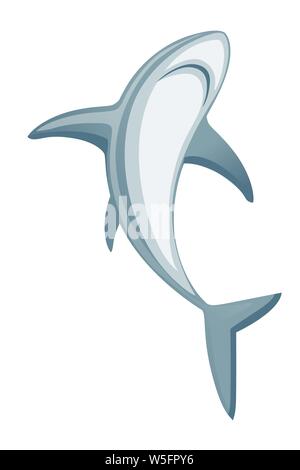 Shark Riese apex Predator cartoon Animal design Flachbild Vector Illustration auf weißem Hintergrund. Stock Vektor