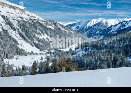 Österreich, Kleinwalsertal (Kleines Walsertal), Allgäuer Alpen, das Tal Schwarzwassertal, von Schwarzwasserhutte (1651 m) Stockfoto