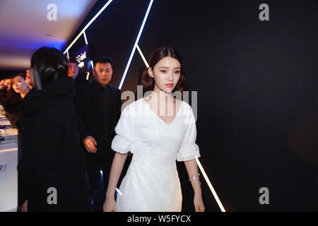 Chinesische Schauspielerin Jelly Lin oder Lin Yun besucht eine Werbeveranstaltung in Shanghai, China, 15. März 2019. Stockfoto