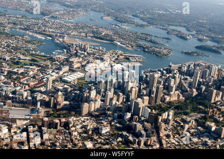 Luftbild der Innenstadt von Sydney und Darling Harbour in New South Wales, Australien Stockfoto