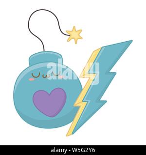 Bombe cartoon Design, Kawaii Ausdruck niedlichen Charakter lustig und emoticon Thema Vector Illustration Stock Vektor