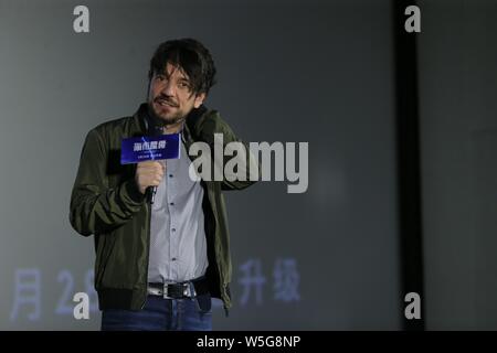 Spanische Drehbuchautor und Regisseur Oriol Paulo besucht die Premiere für neuen Film 'Mirage' in Peking, China, 24. März 2019. Stockfoto