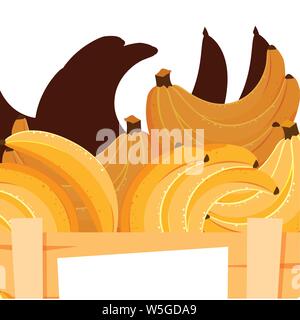 Frisches Obst Bananen in Holz- Warenkorb Vector Illustration Stock Vektor