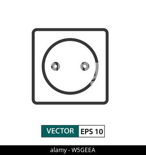 Steckdose Symbol. Umrisse Stil. Auf weissem Hintergrund. Vector Illustration EPS 10. Stock Vektor