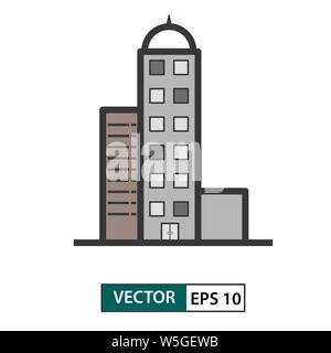 Gebäude Symbol. Farbe Stil. Auf weissem Hintergrund. Vector Illustration EPS 10. Stock Vektor
