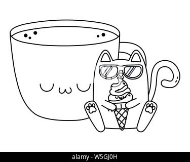 Cartoons Design, Kawaii Ausdruck niedlichen Charakter lustig und emoticon Thema Vector Illustration Stock Vektor