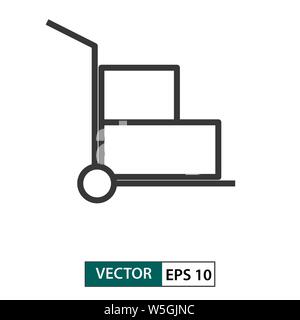 Trolley-Symbol. Umrisse Stil. Auf weissem Hintergrund. Vector Illustration EPS 10. Stock Vektor