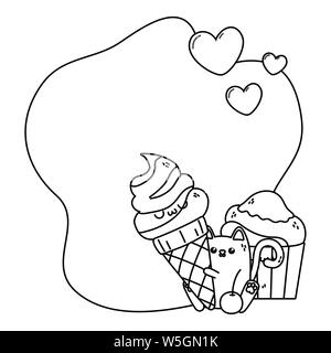 Cartoons Design, Kawaii Ausdruck niedlichen Charakter lustig und emoticon Thema Vector Illustration Stock Vektor