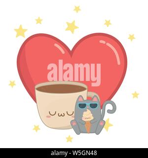 Cartoons Design, Kawaii Ausdruck niedlichen Charakter lustig und emoticon Thema Vector Illustration Stock Vektor