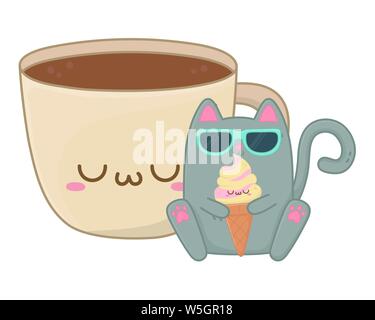 Cartoons Design, Kawaii Ausdruck niedlichen Charakter lustig und emoticon Thema Vector Illustration Stock Vektor