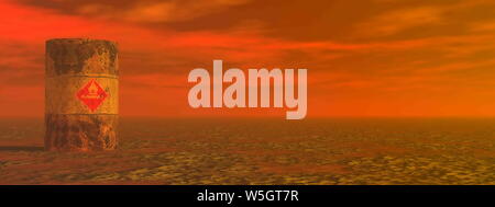 Single entflammbar Barrel von Red Sunset - 3D-Rendering Stockfoto