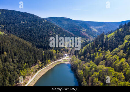 Die Oberharzer Wasserregals, Drone, UNESCO-Weltkulturerbe, Goslar, Niedersachsen, Deutschland, Europa Stockfoto