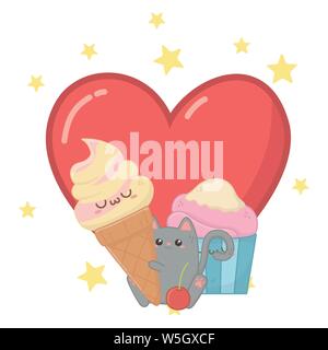 Cartoons Design, Kawaii Ausdruck niedlichen Charakter lustig und emoticon Thema Vector Illustration Stock Vektor
