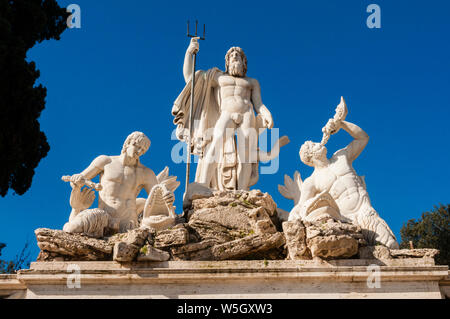 Fontana del Nettuno (der Neptunbrunnen), Piazza del Popolo, Rom, Latium, Italien, Europa Stockfoto