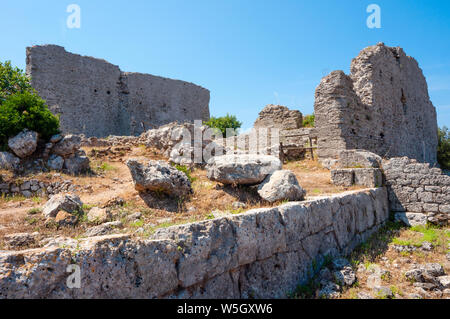 Capitolium, Ruinen der wichtigste Tempel auf der Arx, die römische Stadt Cosa, Ansedonia, Provinz Grosseto, Maremma, Toskana, Italien, Europa Stockfoto