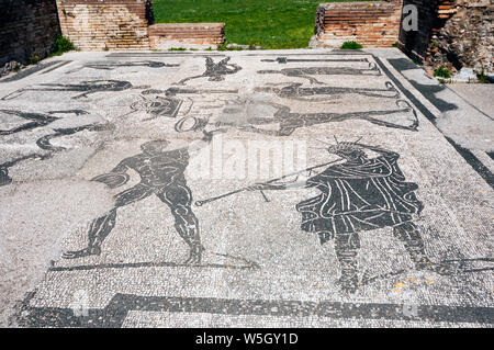 Mosaiken, Terme di Porta Marina, archäologische Stätte Ostia Antica, Ostia, der Provinz von Rom, Latium, Italien, Europa Stockfoto