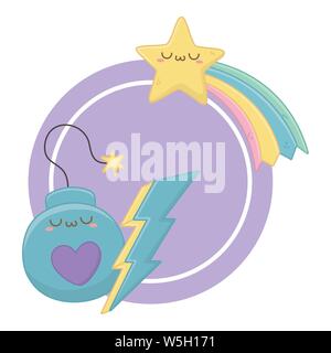 Bombe cartoon Design, Kawaii Ausdruck niedlichen Charakter lustig und emoticon Thema Vector Illustration Stock Vektor