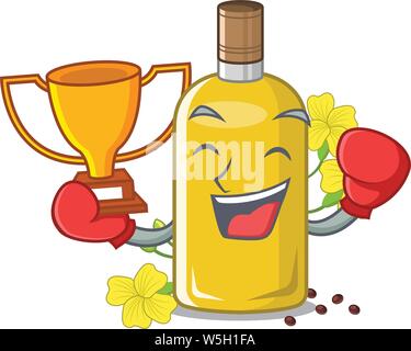 Boxing Sieger canola Öl gegossen in Comic Glas Vector Illustration Stock Vektor