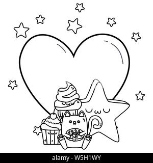 Cartoons Design, Kawaii Ausdruck niedlichen Charakter lustig und emoticon Thema Vector Illustration Stock Vektor
