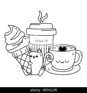 Cartoons Design, Kawaii Ausdruck niedlichen Charakter lustig und emoticon Thema Vector Illustration Stock Vektor