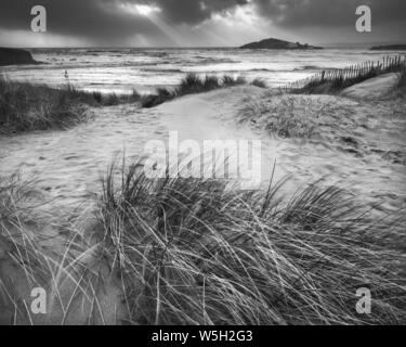 Der Strand von bantham während eines Sturms, in der Nähe von Kingsbridge, Devon, England, Vereinigtes Königreich, Europa Stockfoto